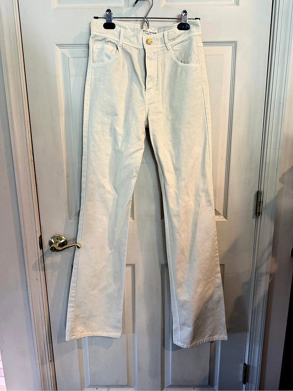 NWOT NOLA LOTON EDIRA FLARE leg cream jean 0